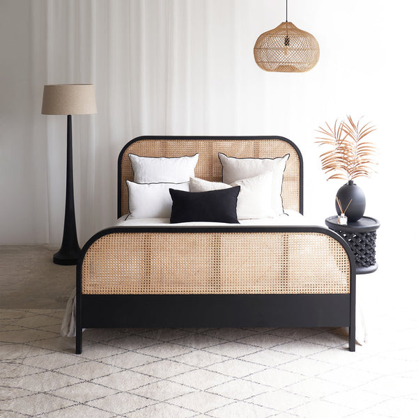 Luna Rattan Bed Frame Black