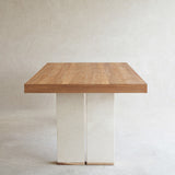 Zen Dining Table | Teak Top with Marble Base - Originals Furniture