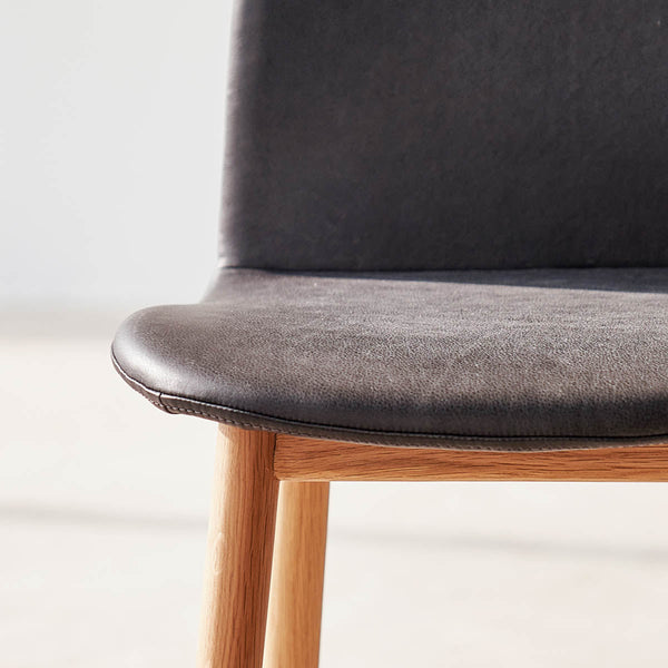 Com Leather Dining Chair | Oak - Coal