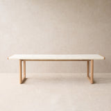 Hover Fabric Bench | Blonde Oak Frame - Panna Cotta (170cm)