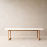 Hover Fabric Bench | Blonde Oak Frame - Panna Cotta (170cm)