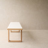 Hover Fabric Bench | Blonde Oak Frame - Panna Cotta (170cm)