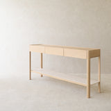 Nell Console | Travertine with Blonde Oak Frame - Originals Furniture