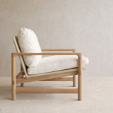 Troubadour Fabric Armchair | Blonde Oak Frame - Oyster