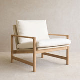 Troubadour Fabric Armchair | Blonde Oak Frame - Oyster