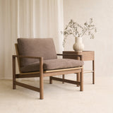 Troubadour Fabric Armchair | Latte Oak Frame - Rich Earth