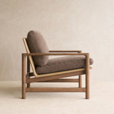 Troubadour Fabric Armchair | Latte Oak Frame - Rich Earth