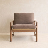 Troubadour Fabric Armchair | Latte Oak Frame - Rich Earth
