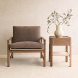 Troubadour Fabric Armchair | Latte Oak Frame - Rich Earth