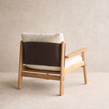Wren Armchair | Oak with Brown Leather Harness - Porcelain