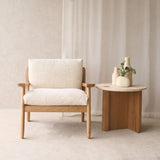 Wren Armchair | Oak with Brown Leather Harness - Porcelain