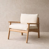 Wren Armchair | Oak with Brown Leather Harness - Porcelain