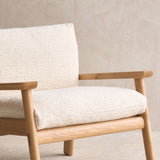 Wren Armchair | Oak with Brown Leather Harness - Porcelain