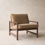 Troubadour Fabric Armchair | Walnut Frame - Lion