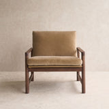 Troubadour Fabric Armchair | Walnut Frame - Lion