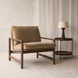 Troubadour Fabric Armchair | Walnut Frame - Lion