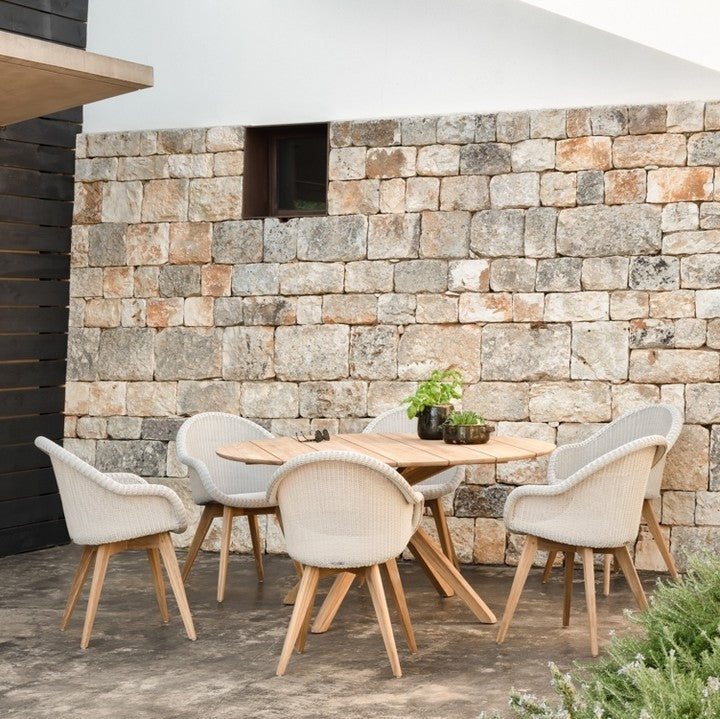 Edgard Outdoor Dining Chair | Teak - Old Lace