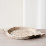 Vintage Wooden Carved Parat Bowl - Floral A