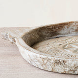 Vintage Wooden Carved Parat Bowl - Floral A