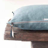 Black Line Cushion | Stone Washed Linen - Canard