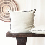 Black Line Cushion | Stone Washed Linen - Ciment
