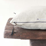 Black Line Cushion | Stone Washed Linen - Ciment