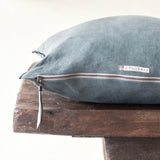 Black Line Cushion | Stone Washed Linen - Encre