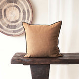 Black Line Cushion | Stone Washed Linen - Havane (50 x 50cm)