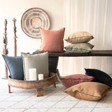 Black Line Cushion | Stone Washed Linen - Encre