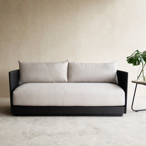 Antigua Outdoor Sofa | 2 Seater Black Frame - Marble (197cm)