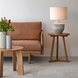 Toba Table Lamp, textured finish. Unique and versatile piece that provides a touch of drama in any home. Available at $360.