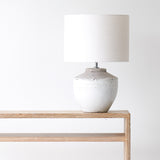 Toba Table Lamp, textured finish. Unique and versatile piece that provides a touch of drama in any home. Available at $360.
