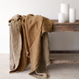 Reversible Throw | Crumpled Washed Linen - Havane