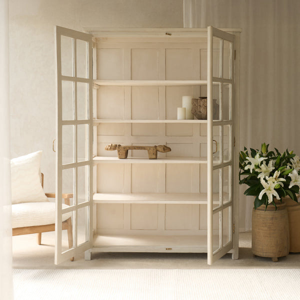 Vintage Large Wide Cabinet | Chalk