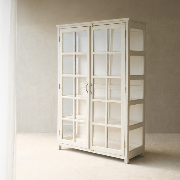 Vintage Large Wide Cabinet | Chalk
