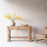 No. 1 | Vintage Teak Console with Carvings - Natural