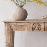No. 1 | Vintage Teak Console with Carvings - Natural