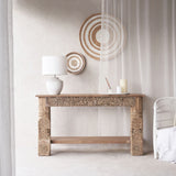 No. 2 | Vintage Teak Console with Carvings - Natural