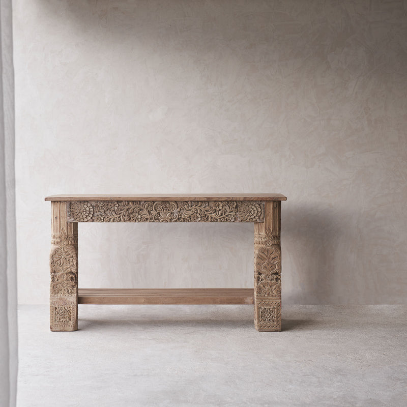 No. 2 | Vintage Teak Console with Carvings - Natural