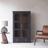 Vintage Tall Cabinet with 2 Drawers | Charcoal