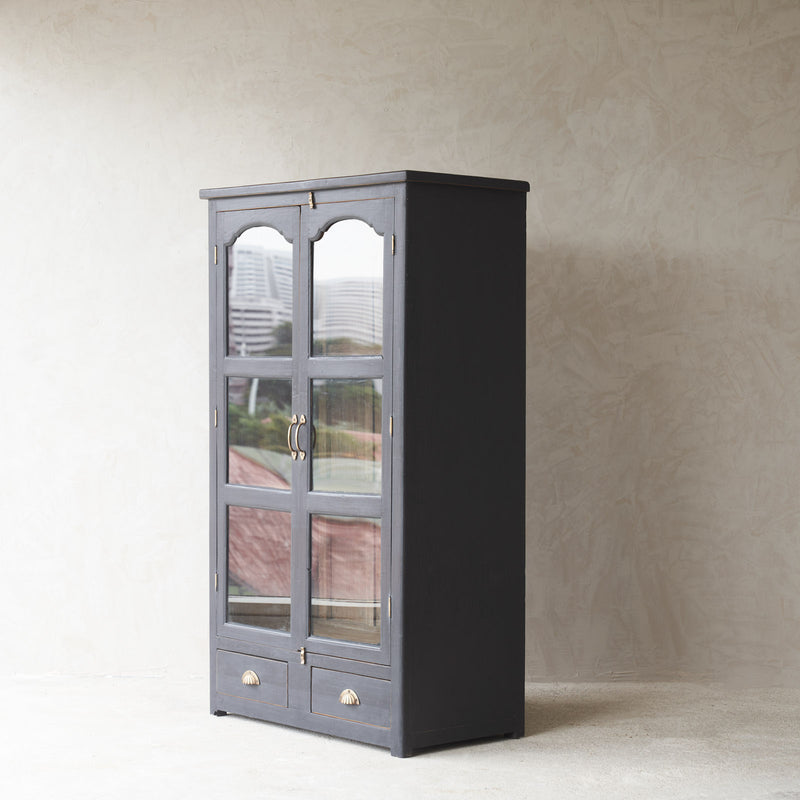 Vintage Tall Cabinet with 2 Drawers | Charcoal