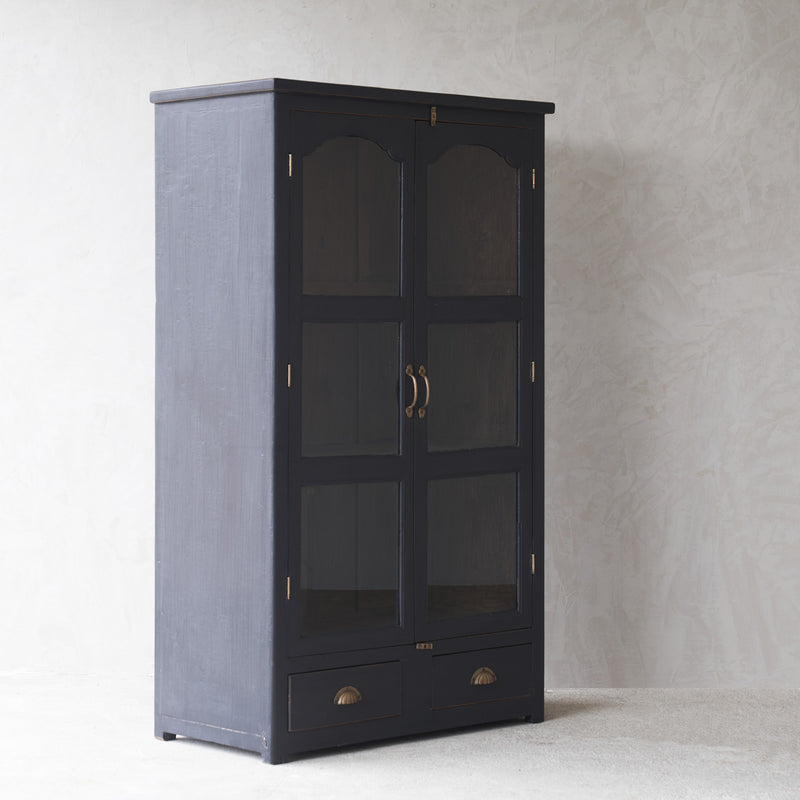 Vintage Tall Cabinet with 2 Drawers | Charcoal