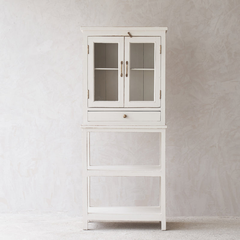 Vintage Tall Cabinet with Shelf | Chalk