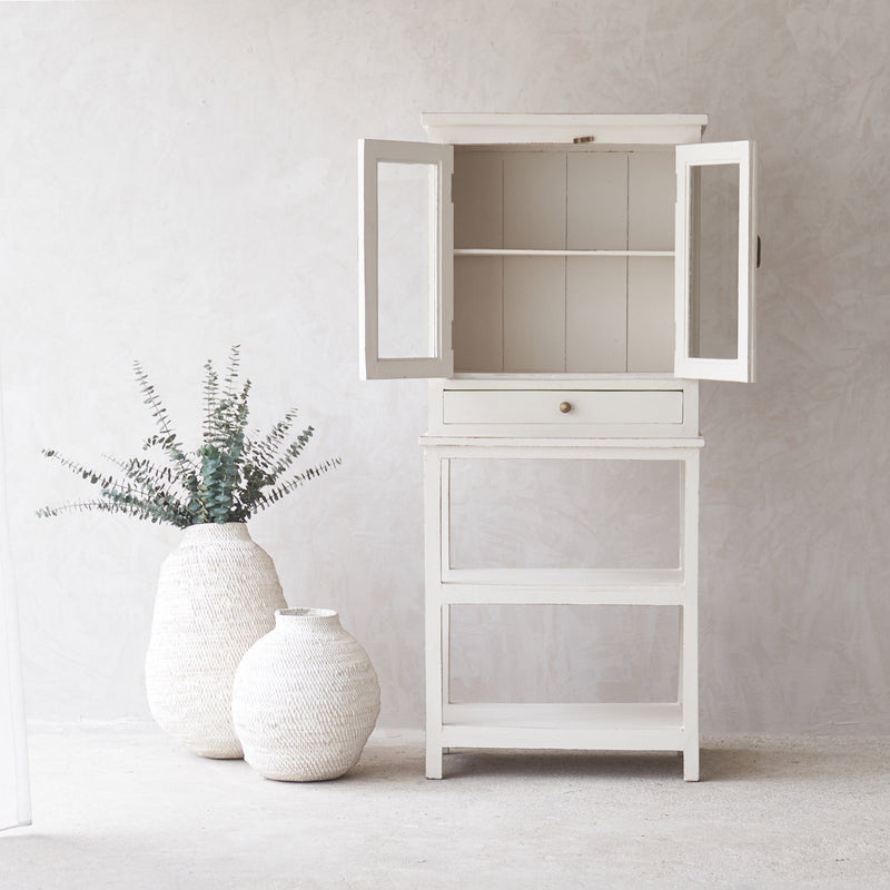 Vintage Tall Cabinet with Shelf | Chalk