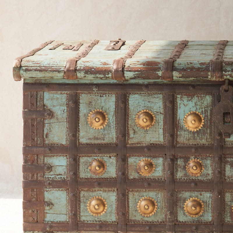 Vintage Chest with Brass Details | Turquoise