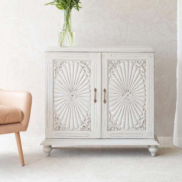 Vintage Small Cabinet with Carvings | Chalk