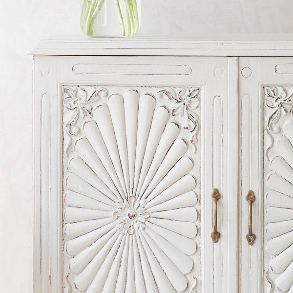 Vintage Small Cabinet with Carvings | Chalk
