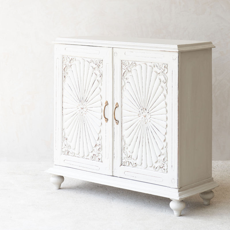 Vintage Small Cabinet with Carvings | Chalk