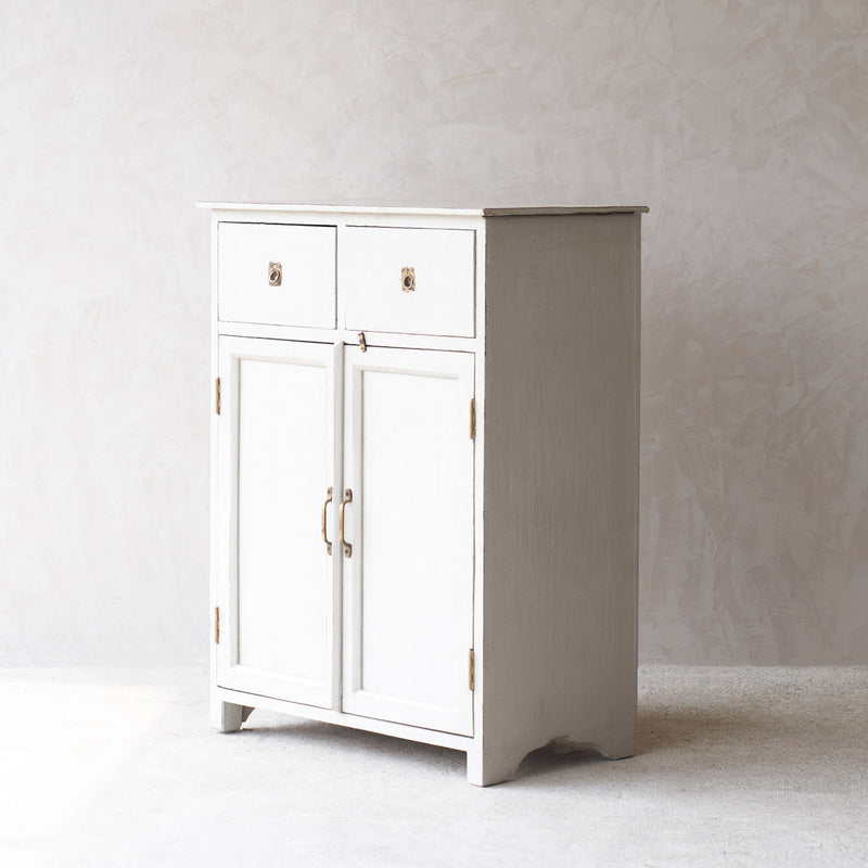 Vintage Small Cabinet with 2 Drawers | Chalk