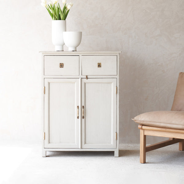 Vintage Small Cabinet with 2 Drawers | Chalk